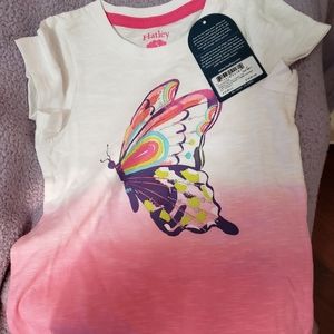 BRAND NEW! HATLEY PINK OMBRE SPARKLE BUTTERFLY T SHIRT TODDLER 5